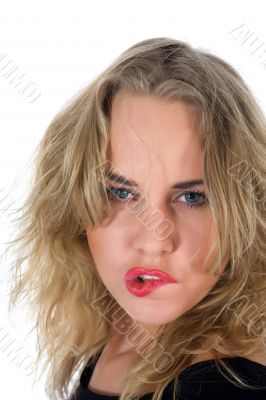 portrait of the blonde with blue eye