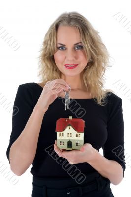 Business woman advertises real estate