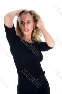 portrait of the blonde with blue eye