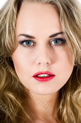 portrait of the blonde with blue eye