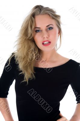 portrait of the blonde with blue eye