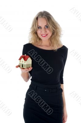 Business woman advertises real estate