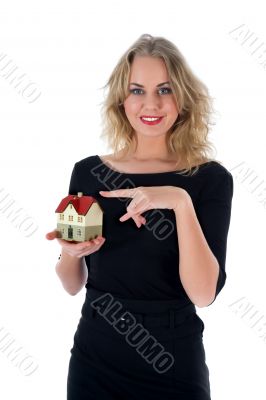 Business woman advertises real estate