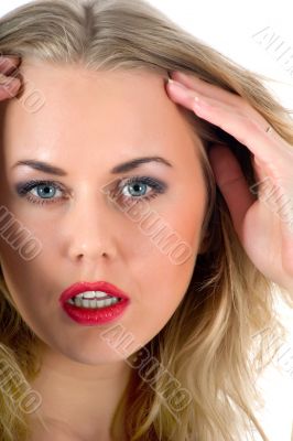 portrait of the blonde with blue eye