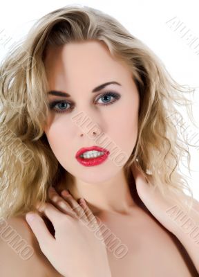 portrait of the blonde with blue eye