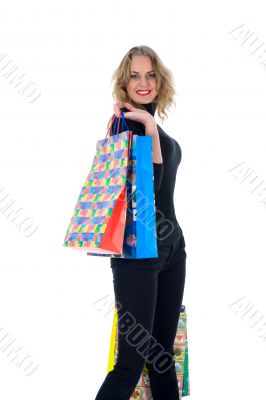expressive woman shopping