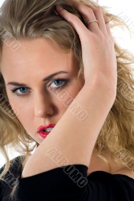 portrait of the blonde with blue eye