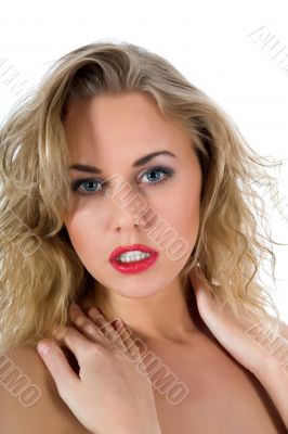 portrait of the blonde with blue eye