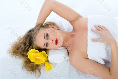 Attractive woman getting spa treatment