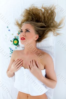 Attractive woman getting spa treatment