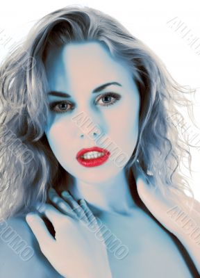 portrait of the blonde with blue eye