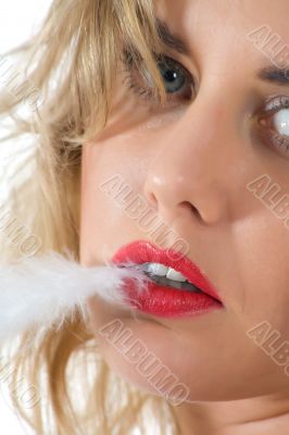 portrait of the brunette with plume