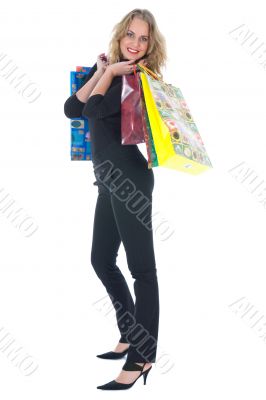 expressive woman shopping