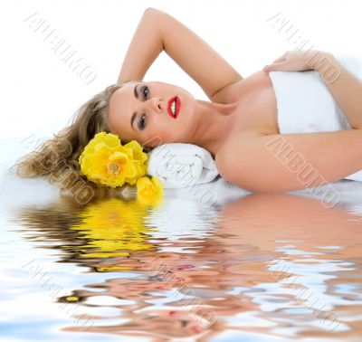 Attractive woman getting spa treatment