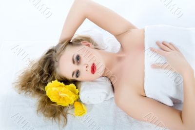 Attractive woman getting spa treatment