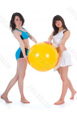 Girls practicing fitness