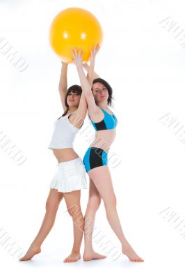 Girls practicing fitness