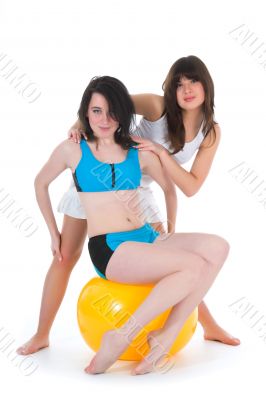 Girls practicing fitness