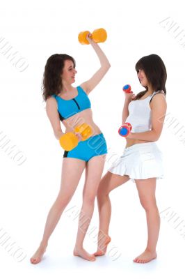 Girls practicing fitness