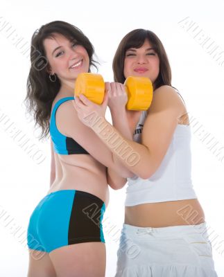 Girls practicing fitness