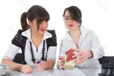 Business woman advertises real estate