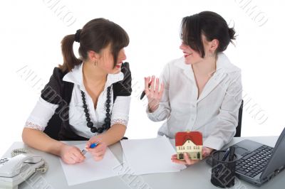 Business woman advertises real estate