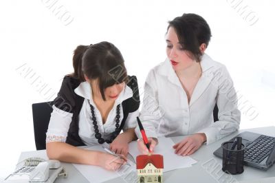 Business woman advertises real estate