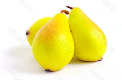  yellow pear close-up isolated on white background