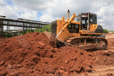 The heavy building bulldozer