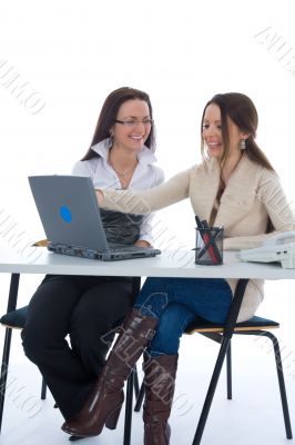 Two business woman work with laptop Two business woman work with laptop