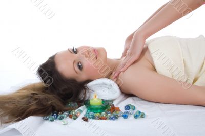 Attractive woman getting spa treatment