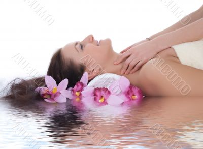 Attractive woman getting spa treatment