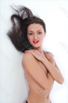 portrait of the brunette with blue eye