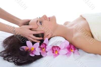 Attractive woman getting spa treatment