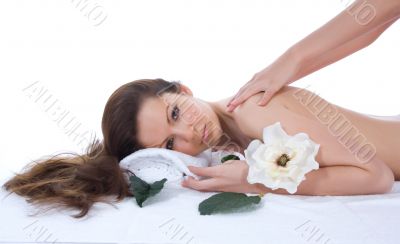 Attractive woman getting spa treatment