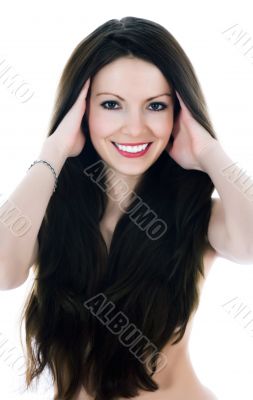 portrait of the brunette with blue eye