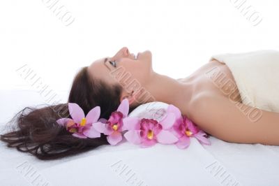 Attractive woman getting spa treatment