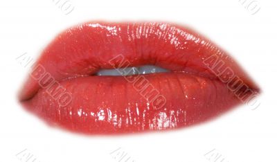 Glamour red gloss lips gesture