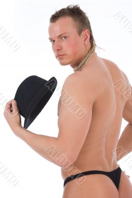 Bosom of the young graceful men on white Bosom of the young graceful men on white
