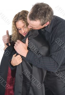 Young couple in black dress