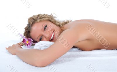 Attractive woman getting spa treatment