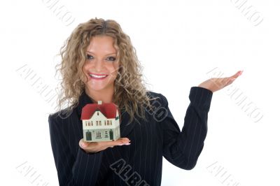 Business woman advertises real estate