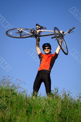 Young man with bicycle Young man with bicycle