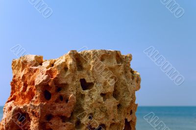 Limestone on the sea background