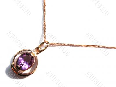  Alexandrites pendant on a gold chain