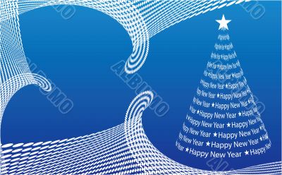 Abstract Christmas tree on the blue background. Vector illustrat