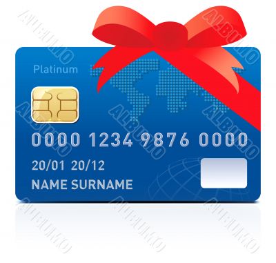 Realistic credit card isolated on white background