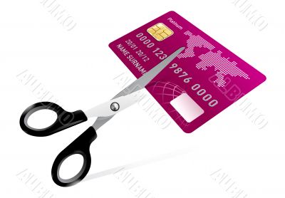 scissors cutting credit card illustration