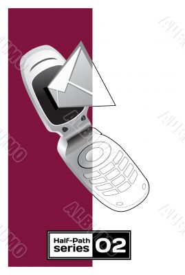 vector mobile phone with sms on white