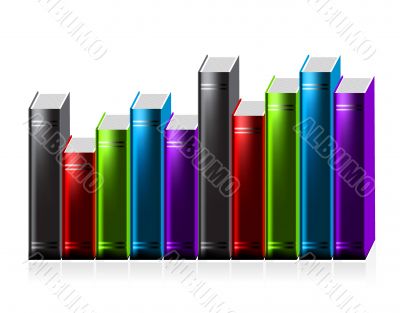 Books stack on white background